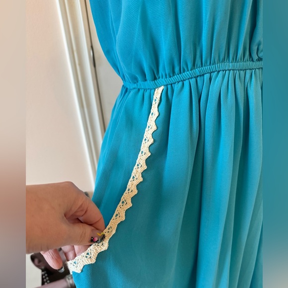 Maya, cute summer dress. Turquoise. Lined and light weight. Fun and flirty. NWT - Picture 3 of 8